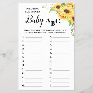 Baby ABC english spanish baby shower game card
