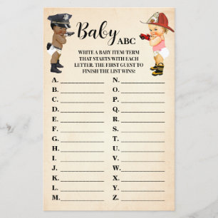 Baby ABC Little Recruit Baby Shower Game Card
