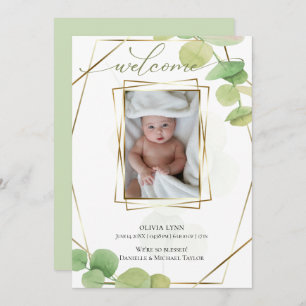 Baby    Add Photo Modern Springtime Eucalyptus Invitation