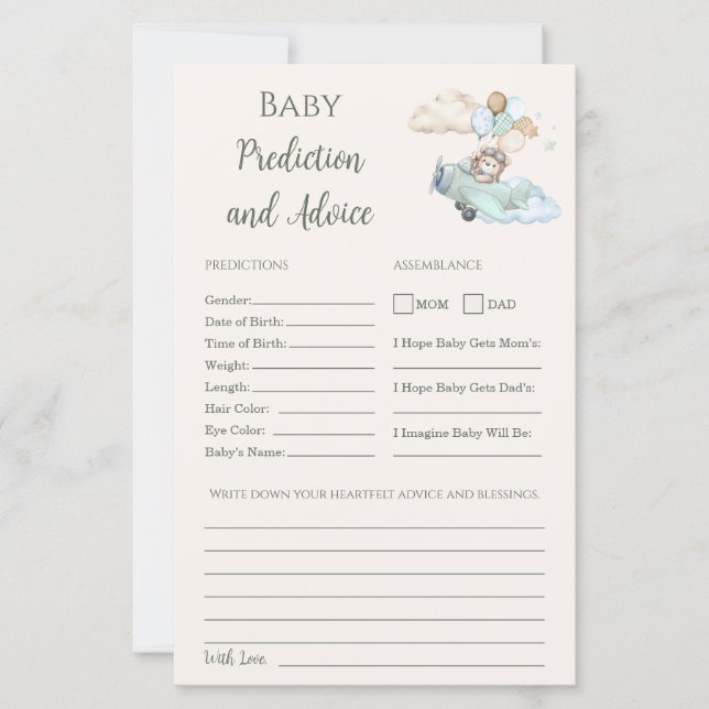 Baby Advice and Predictions Game Can Bearly Wait (Front)