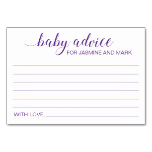 Baby Advice For New Parents Purple Baby Shower Table Number