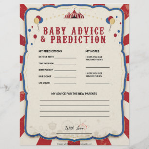 Baby Advice & Prediction [Circus Theme] Custom Letterhead