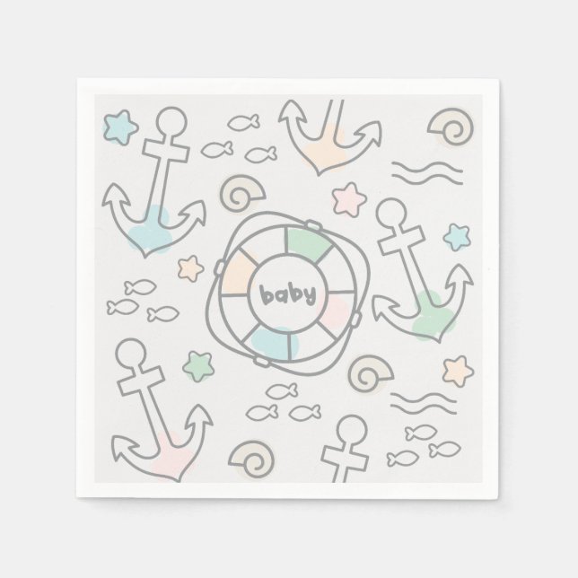 Baby Ahoy Paper Napkins (Front)