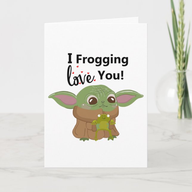 Baby Alien Creature with Frog Valentine's Day Card (Front)