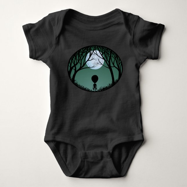 Baby Alien Shirts Organic Alien w. Moon Creeper (Front)
