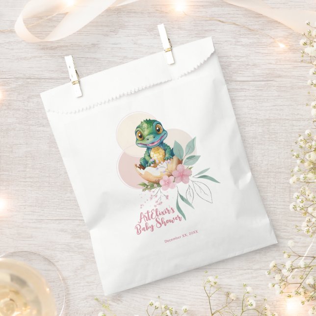 Baby Alligator Hatching Floral Baby Shower Favour Bag (Clipped)