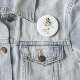 Baby Alligator Hatching Floral Baby Shower mum 6 Cm Round Badge