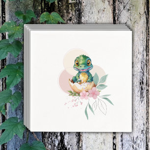 Baby Alligator Hatching Floral Baby Shower Napkin