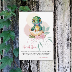 Baby Alligator Hatching Floral Baby Shower Thank You Card