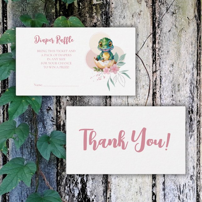 Baby Alligator Hatching Floral Diaper Raffle Enclosure Card (Creator Uploaded)