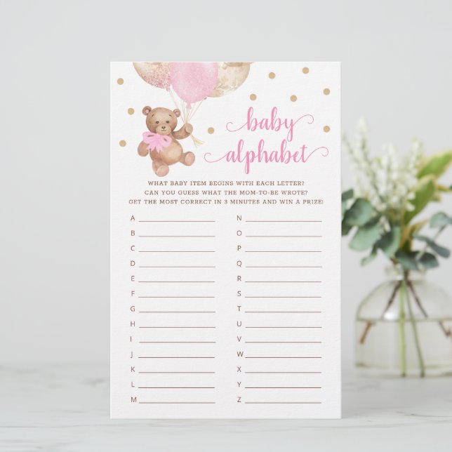 Baby Alphabet ABC Game Baby Shower Teddy Bear (Standing Front)