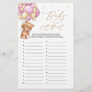 Baby Alphabet ABC Game Teddy Bear Baby Shower 