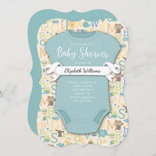 Baby Alphabet ABCs Baby Shower Invitation (Front/Back)