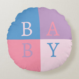 Baby Alphabet Squares Round Cushion