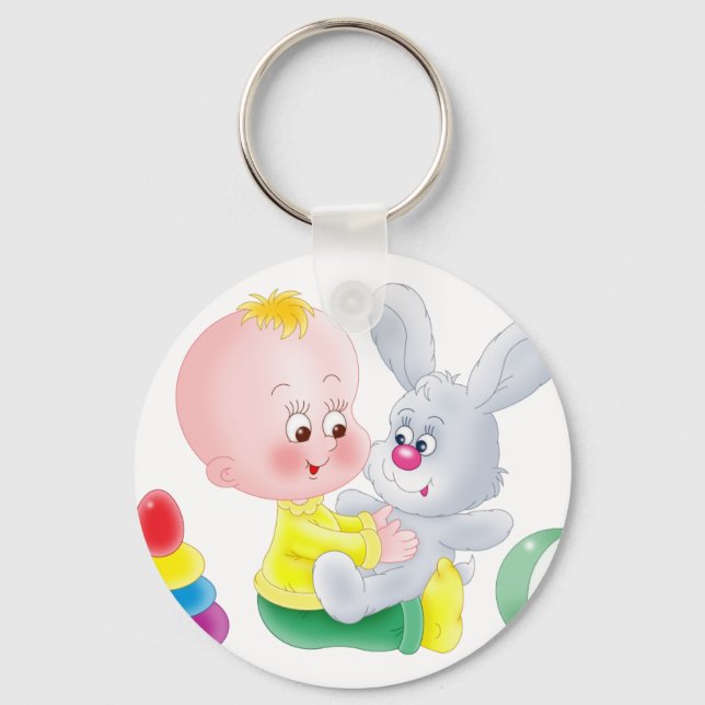 Baby and bunny key ring (Front)