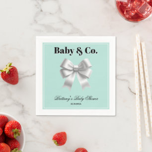 Baby and Co. Modern Teal Blue Baby Shower Napkin