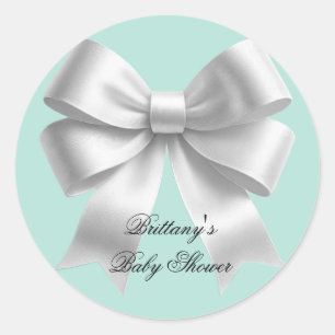 Baby and Co. Modern Teal Tiffany Baby Shower Classic Round Sticker