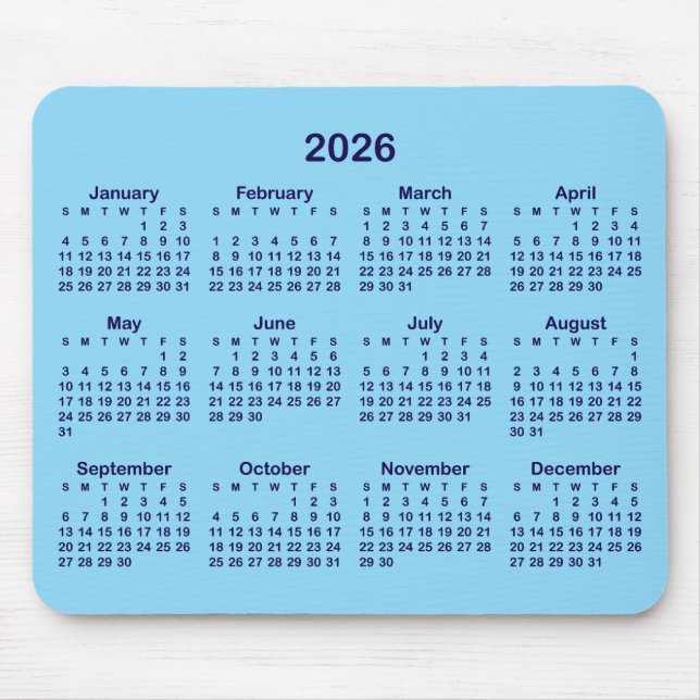 Baby and Dark Blue 2026 Calendar Mouse Pad (Front)