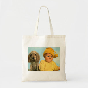Baby and dog cute fashion tote bag