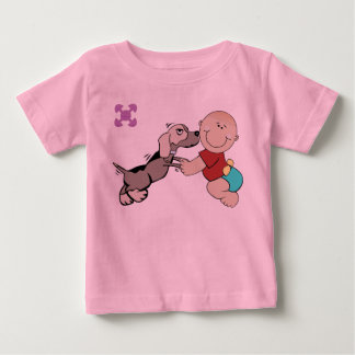 Baby And Dog Friend On Baby Creepers T-Shirt