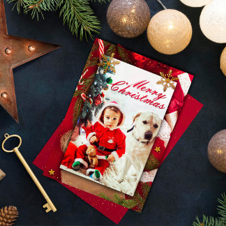 Baby and dog super cute Christmas card 
