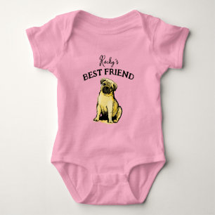Baby and furry buddy, best friends bodysuit