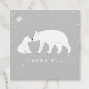 Baby And Mama Polar Bear Winter Grey Baby Shower Favour Tags