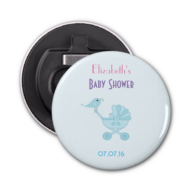 Baby and Mummy Bluebirds baby Shower Favour Bottle Opener (Front)