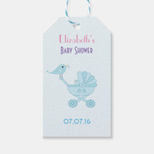 Baby and Mummy Bluebirds Baby Shower Gift Tags