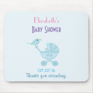 Baby and Mummy Bluebirds Baby Shower Mouse Pad