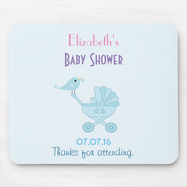Baby and Mummy Bluebirds Baby Shower Mouse Pad (Front)
