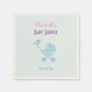 Baby and Mummy Bluebirds Baby Shower Napkin