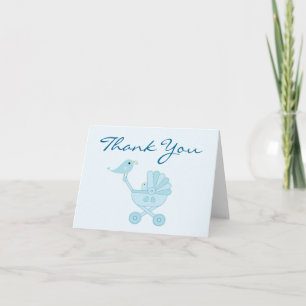 Baby and Mummy Bluebirds Baby Shower Thank You Card