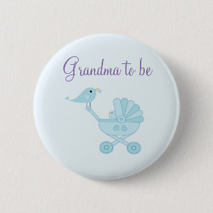 Baby and Mummy Bluebirds Grandma to be 6 Cm Round Badge