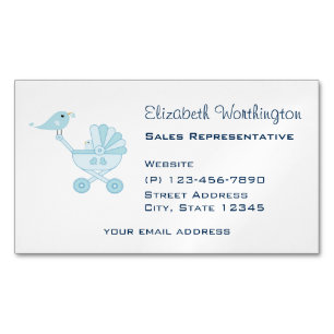 Baby and Mummy Bluebirds Magnetic Business Card