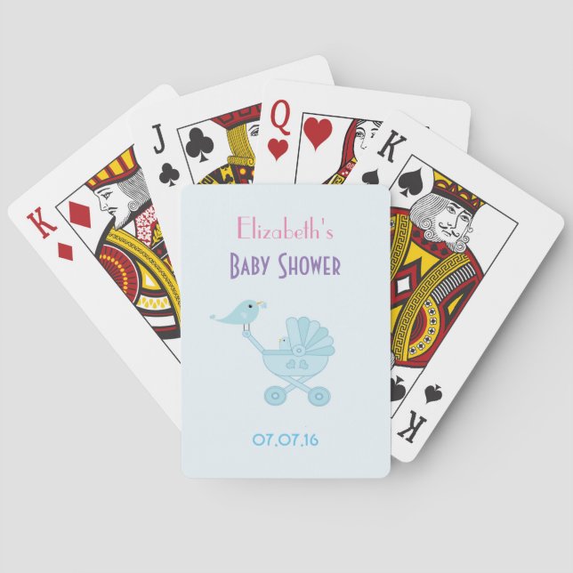 Baby and Mummy Bluebirds Shower Favour Playing Cards (Back)