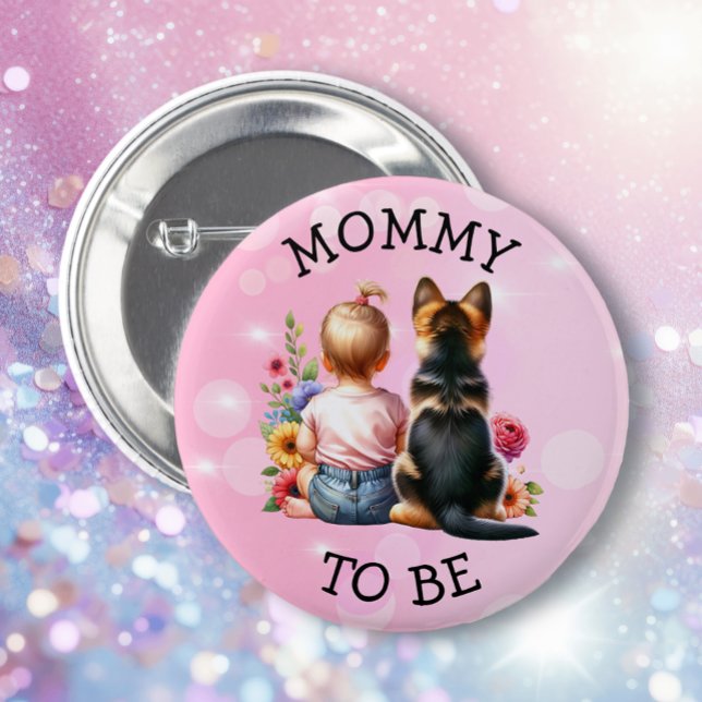 Baby and Puppy Mummy to be Baby Shower   6 Cm Round Badge (Creator Uploaded)