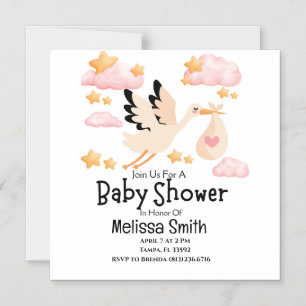 Baby and Stork Magnetic Baby Shower Invitation