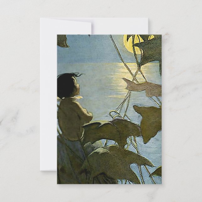 “Baby and the Moon” by Jessie Willcox Smith Thank You Card (Front)