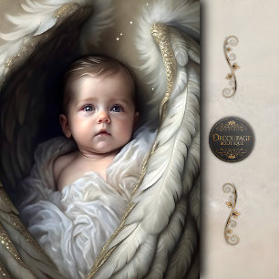 Baby Angel In Soft Wings Decoupage Tissue Paper