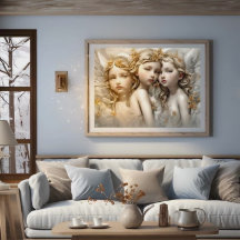 Baby Angel Sisters Modern Art Poster
