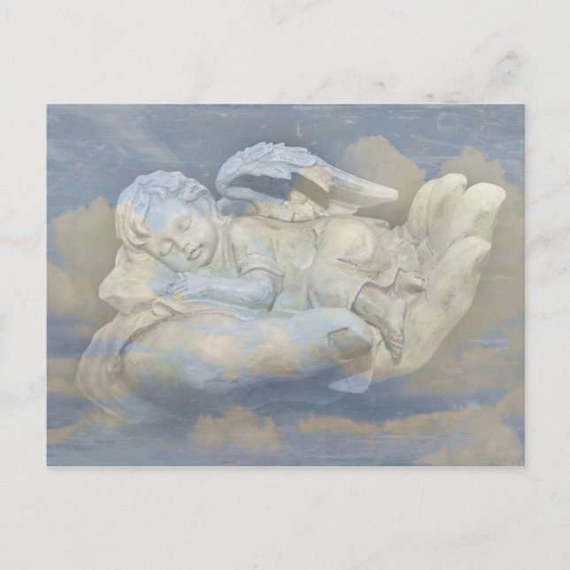 Baby Angel Wings Sleeping in God's Hand Postcard (Front)