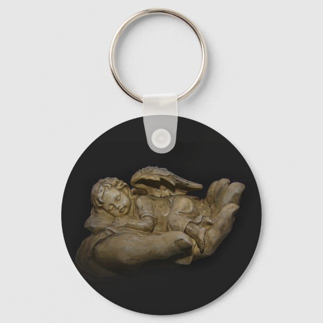 Baby Angel Wings Sleeping in Hand Key Ring (Front)