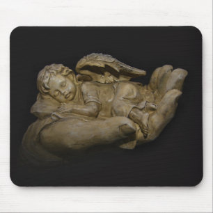 Baby Angel Wings Sleeping in Hand Mouse Pad