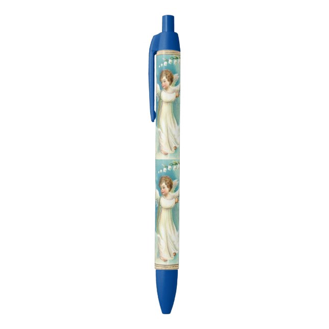 Baby Angel With Blue Bell  Black Ink Pen (Top (Vertical))