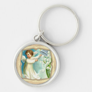 Baby Angel With Blue Bell Key Ring