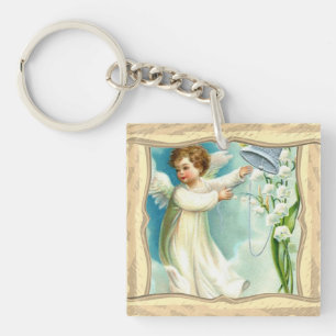 Baby Angel With Blue Bell Key Ring