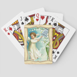 Baby Angel With Blue Bell Playing Cards