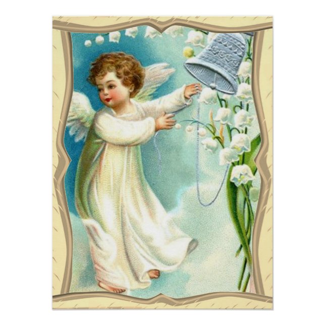 Baby Angel With Blue Bell Poster (Front)