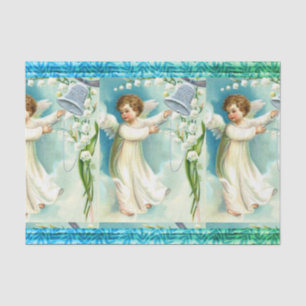 Baby Angel With Blue Bell Tissue Paper